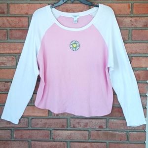 Rue+ ribbed tunic pink and white